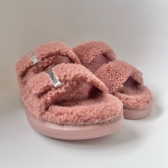 ALEXANDER MCQUEEN Shearling Slide Sandals in Pink EU 37.5 US 7.5 NEW MSRP $790 - Picture 2 of 10